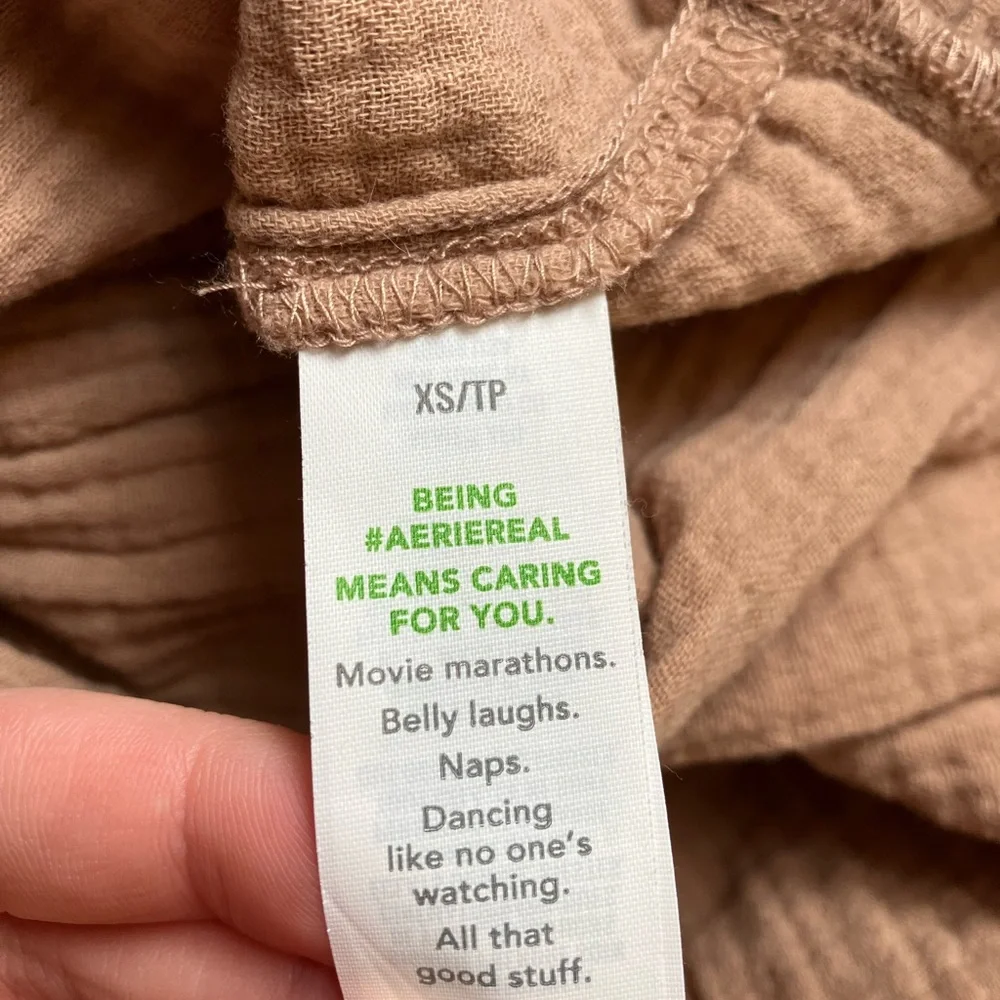 Aerie Pool-To-Party Cotton Dress Cappuccino Tan size XS - Picture 9 of 10